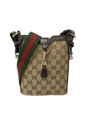 Gucci Shoulder Bag GG Pattern Sherry Beige Dark Brown Multi